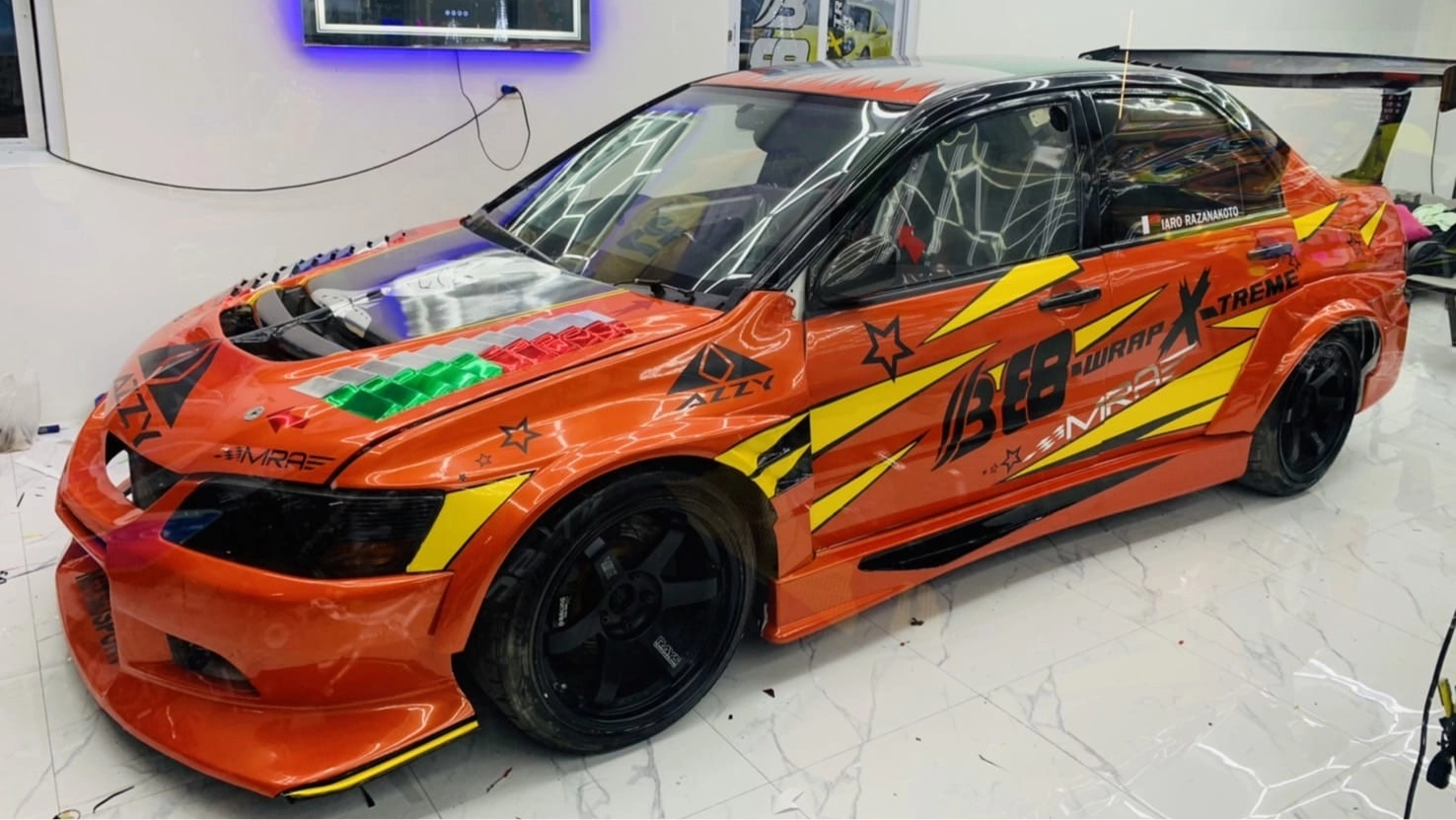 Vehicle wrapped in a stylish design